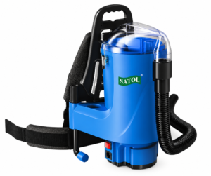 SATOL M-306 Back Pack Vacuum Cleaner with 5L tank capacity, 1000W power and adjustable shoulder straps for convenient cleaning.