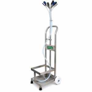SATOL Pneumatic Fogger with four adjustable atomizing nozzles, SS 316 wetted parts, and a 20–50 litre chemical tank for industrial fogging and humidification applications.